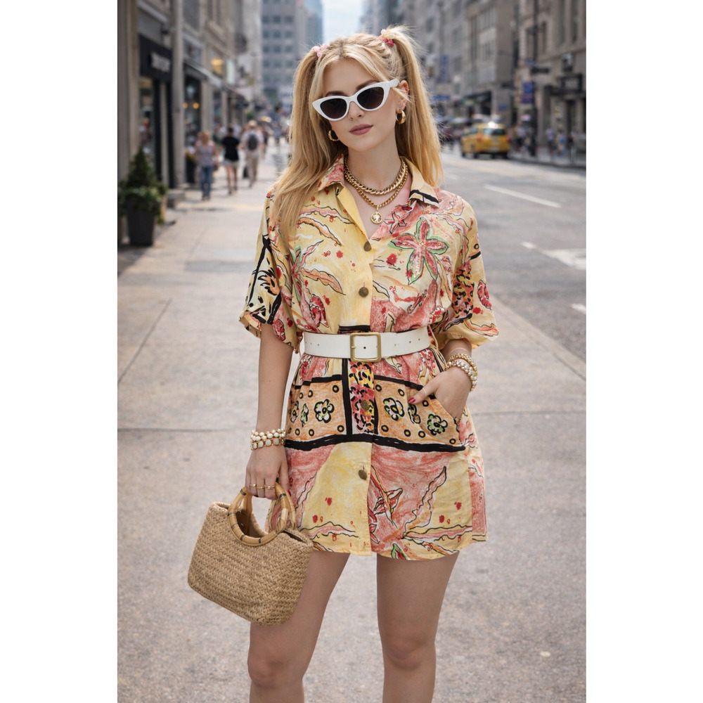 Vtg 80s Abstract Floral Blouse Sequin Beaded Size 2X Retro Oversized Beachy Glam - Picture 13 of 13